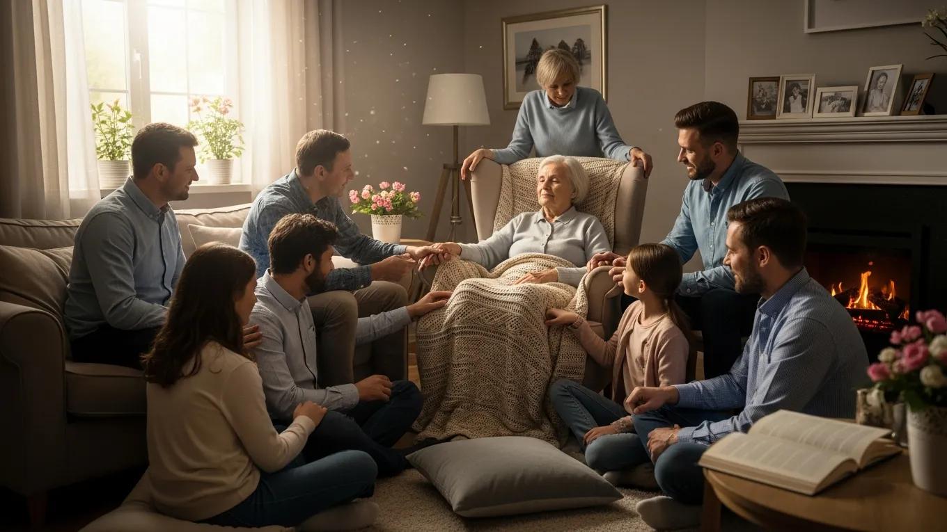 Family providing emotional support to a loved one in hospice care