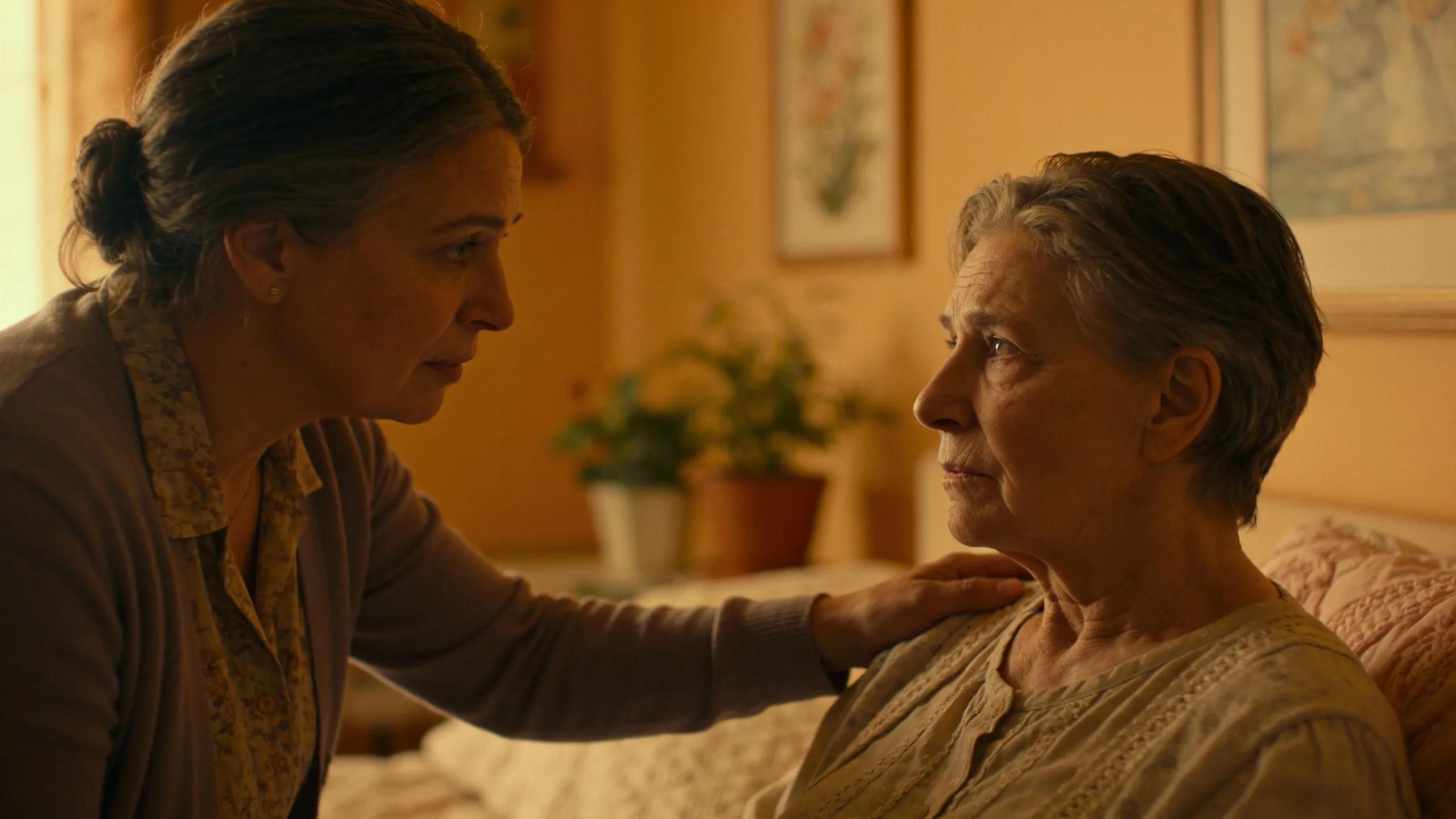 Caregiver and patient sharing a quiet moment, highlighting compassion in end-of-life care