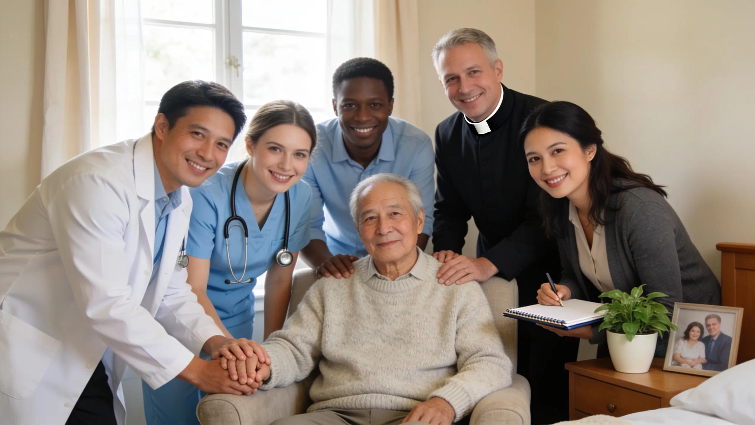 Interdisciplinary hospice team providing compassionate care to a patient