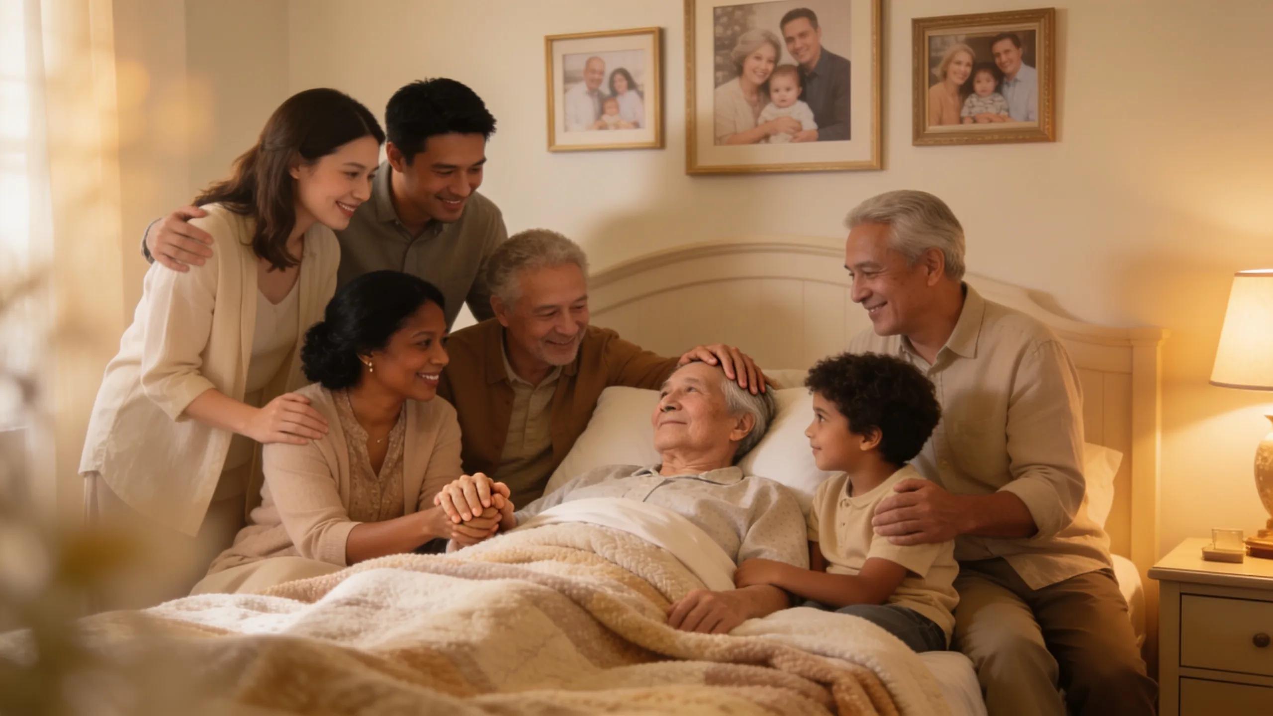 Family providing compassionate care in a hospice setting